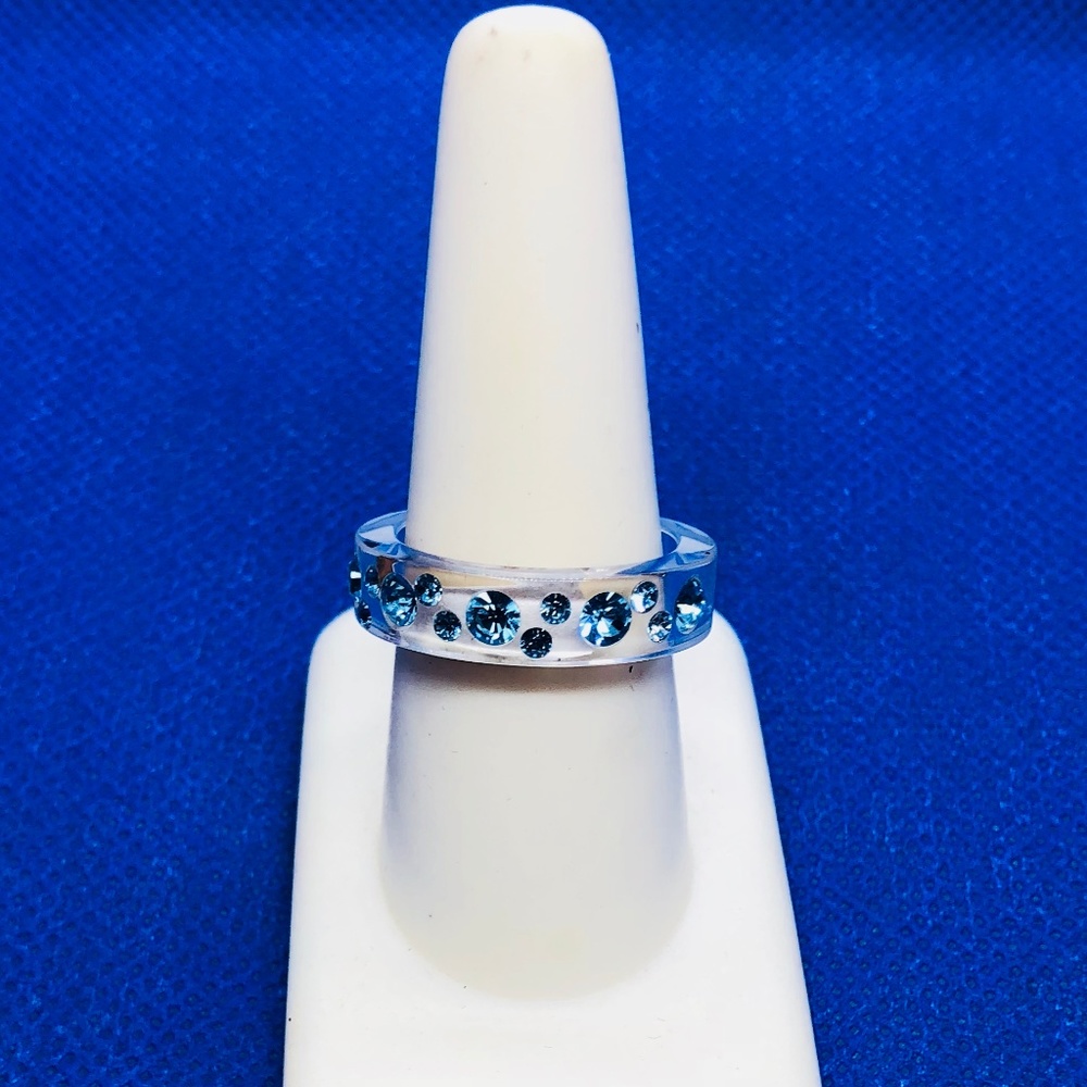 Lucite and Swarovski crystal band ring